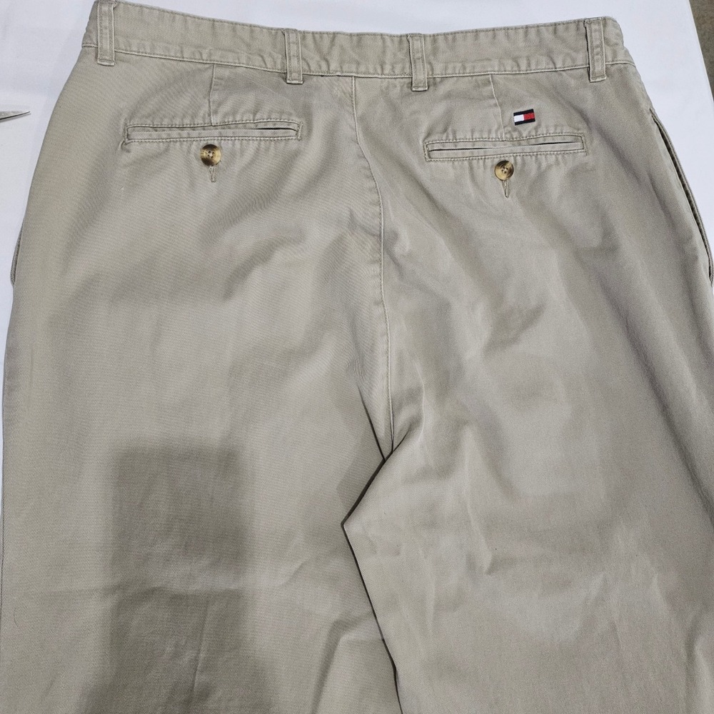 Tommy Hilfiger Mens Pleated Chino Pants Khaki Tan Cotton Twill 36x32 (Fits 36x30 - Picture 7 of 7